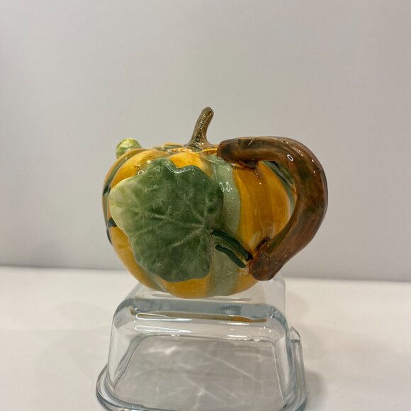 Ceramic Pumpkin Tea pot  (5" H X  7" L  X  4" W) - Picture 2 of 9